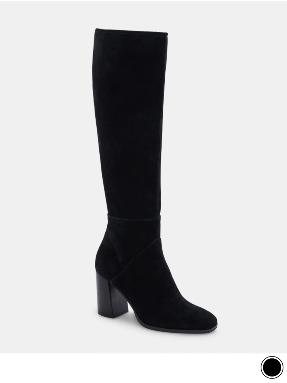Dolce Vita Flynn Black Suede Knee-High Block Heel Boots